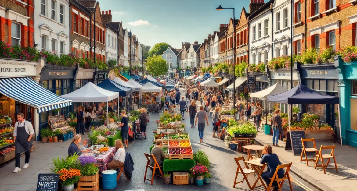 A lively street in Ealing, West London