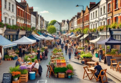 A lively street in Ealing, West London