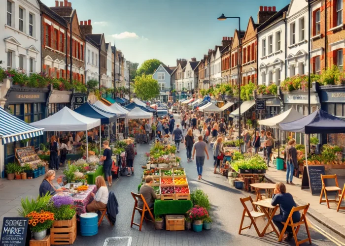 A lively street in Ealing, West London